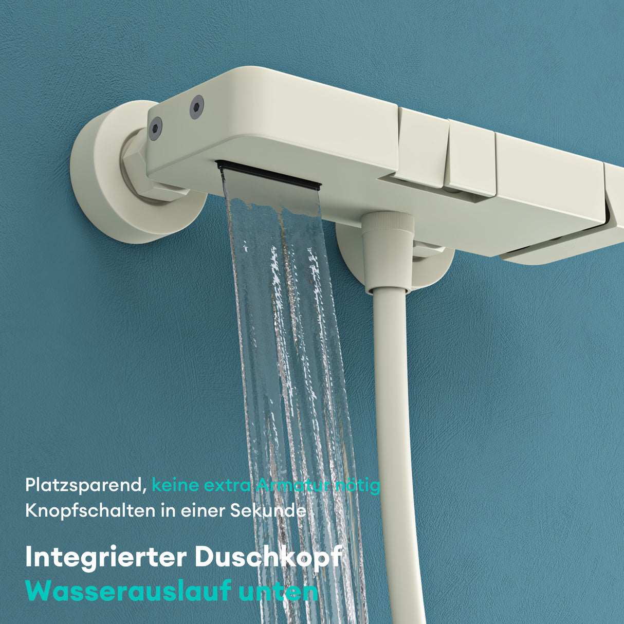 Système de douche Glasvilla avec pommeau de douche effet pluie, 3 jets, pommeau de douche réglable en hauteur avec bec inférieur en aluminium, système de douche 10