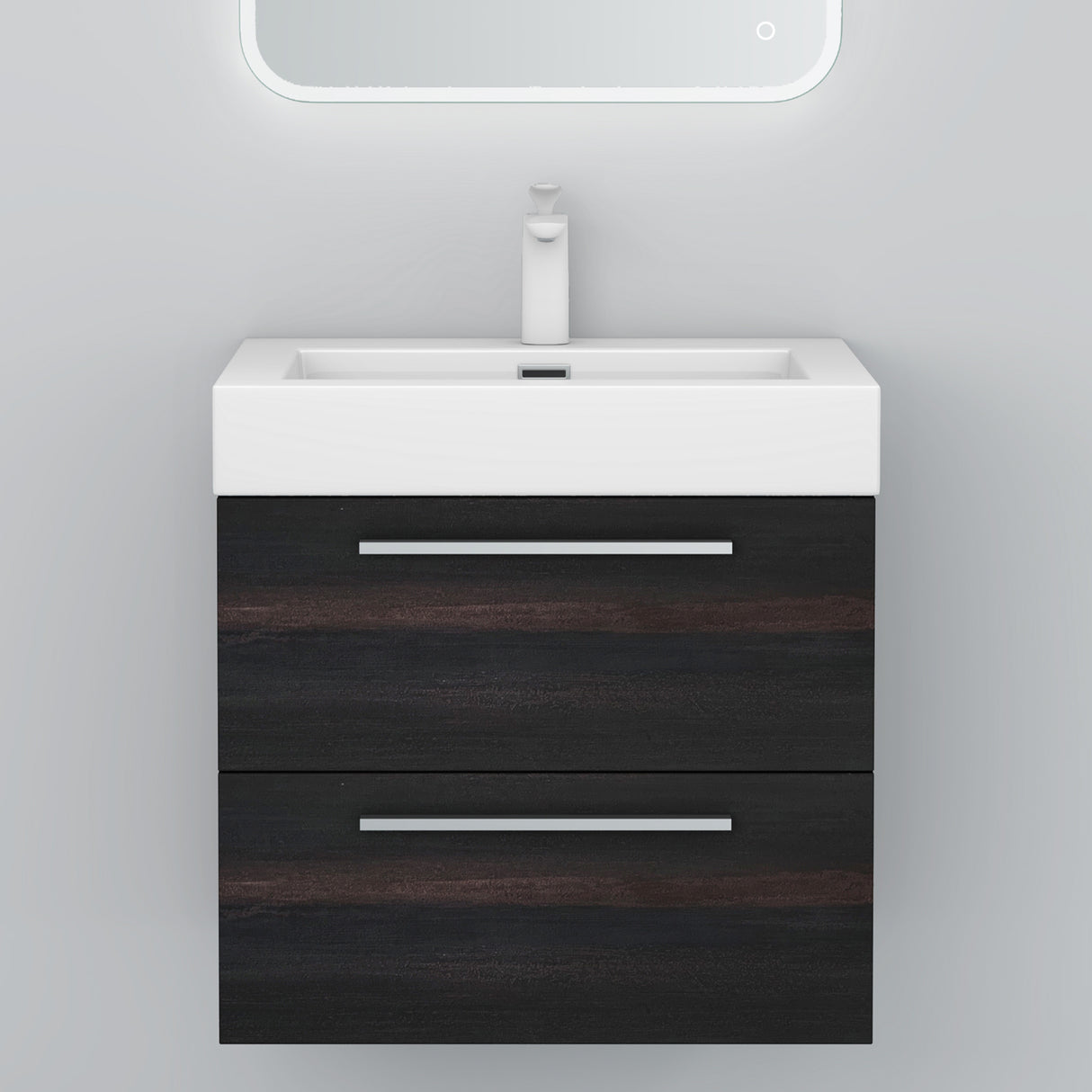 Ensemble de meubles de salle de bain Glasvilla comprenant un meuble-lavabo avec meuble bas et vasque en fonte minérale Quadratto