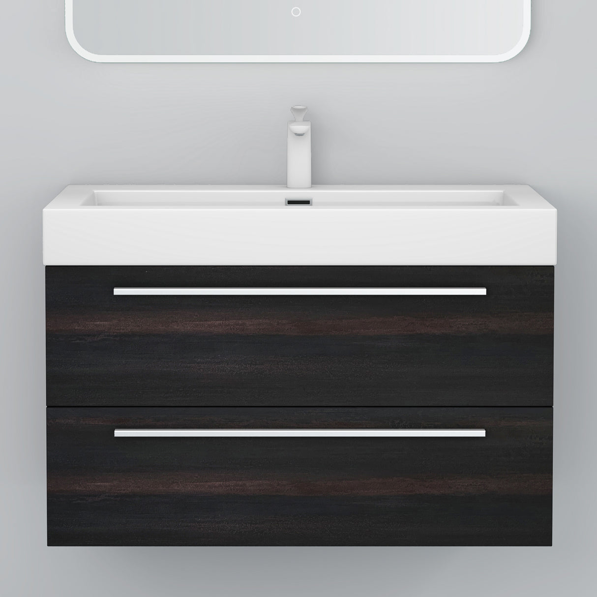 Ensemble de meubles de salle de bain Glasvilla comprenant un meuble-lavabo avec meuble bas et vasque en fonte minérale Quadratto