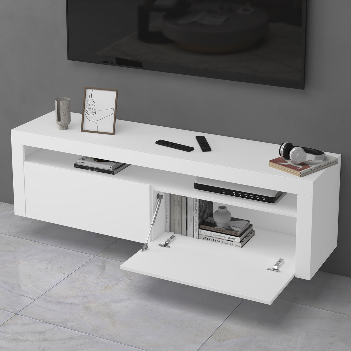 glasvilla Mobile TV per Televisore 160x40x46cm Armadietto per TV con 2 Ante Armadietto Basso Soft-close per Soggiorno, Sala da Pranzo, Camera da Letto Fernsehschrank01