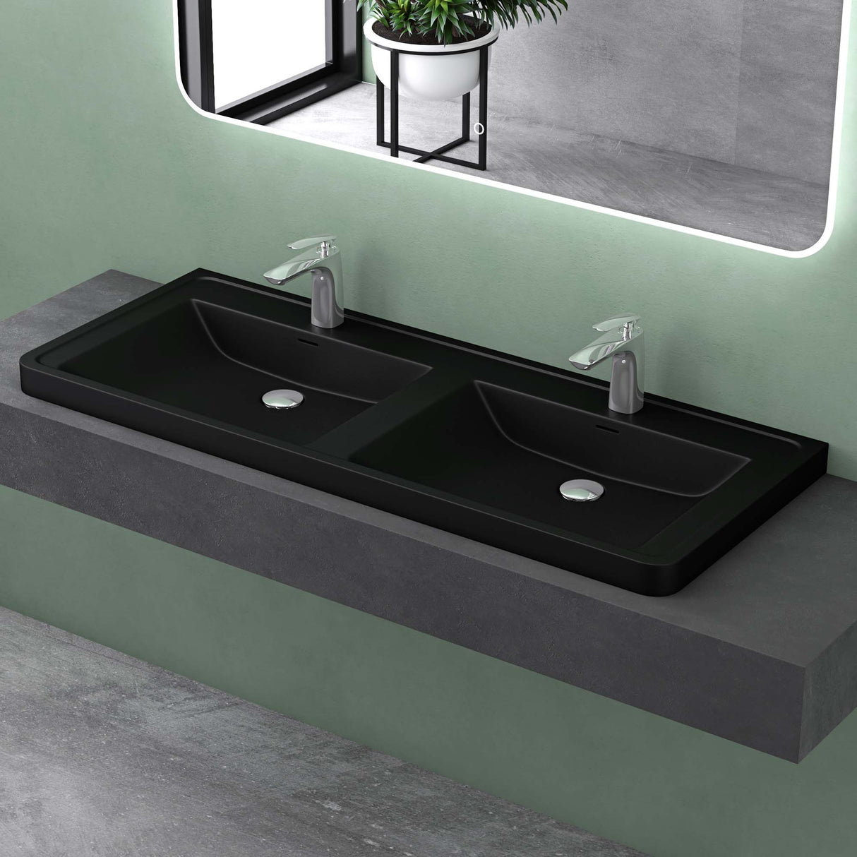 glasvilla Lavabo Lavabo empotrado Cuenca rectangular de mineral con desbordamiento Col8