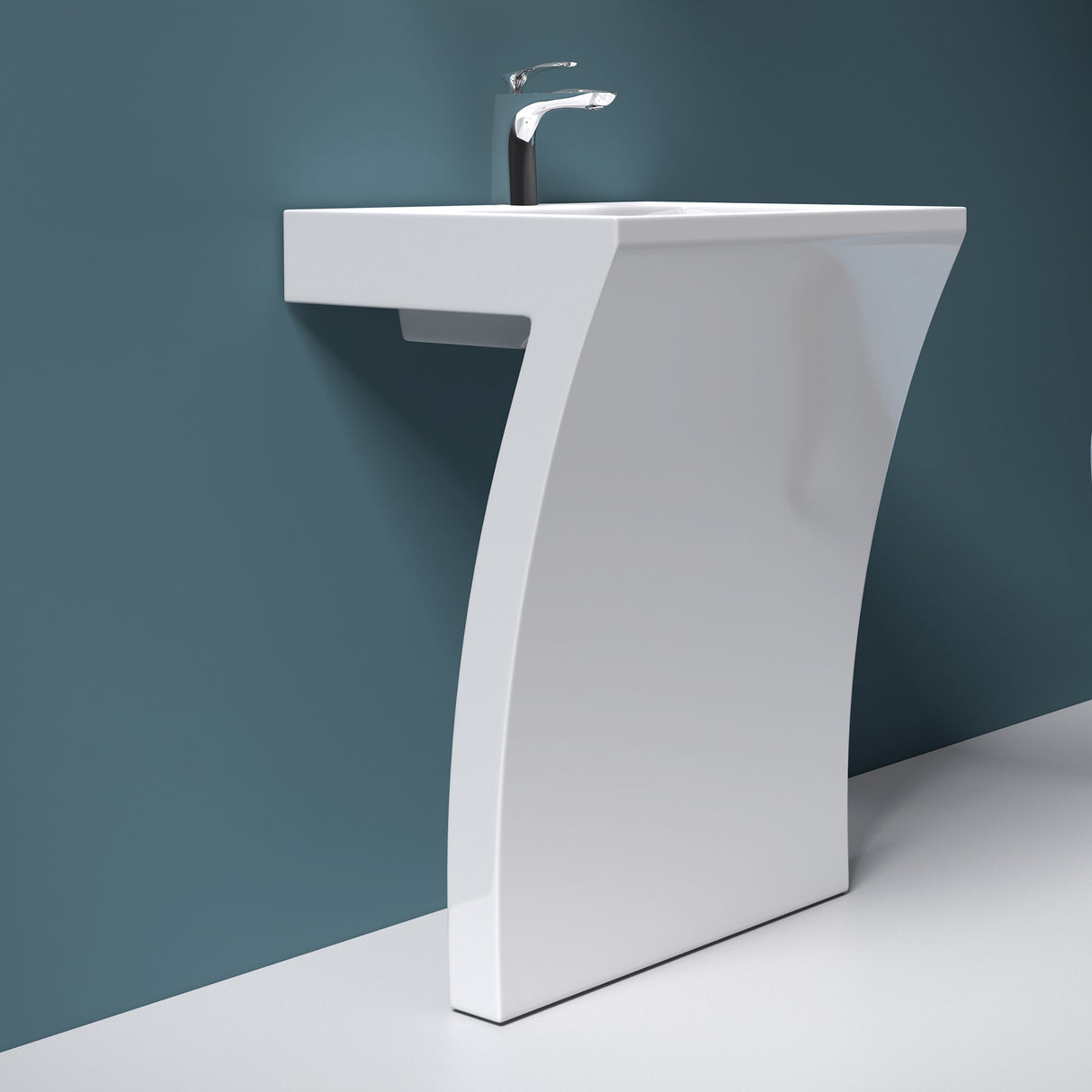 glasvilla Lavandino a Colonna Lavandino su Piedistallo per Bagni da Marmo Fuso, Lavabo a Colonna con un Foro per la Rubinetteria, Colossum07