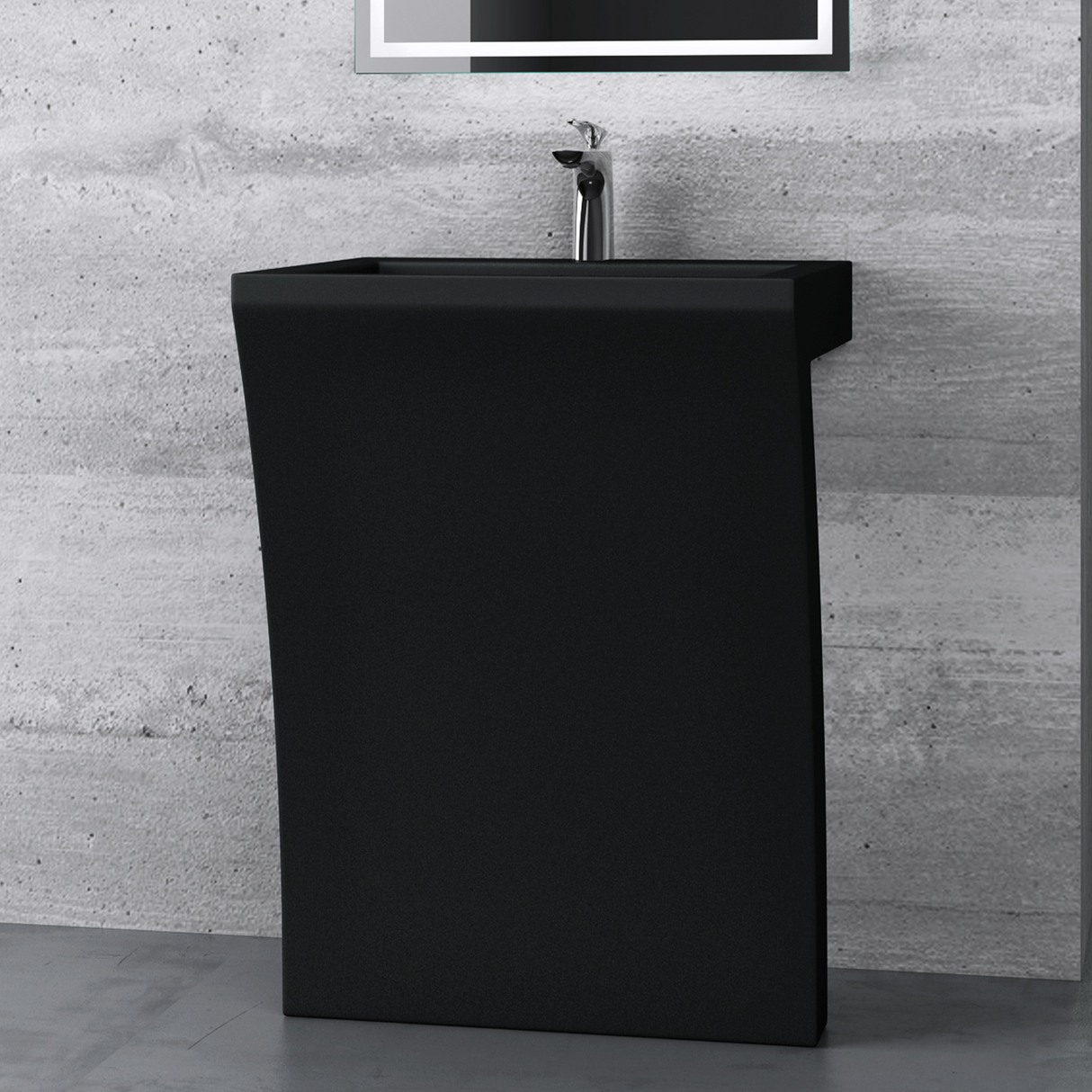 glasvilla Lavandino a Colonna Lavandino su Piedistallo per Bagni da Marmo Fuso, Lavabo a Colonna con un Foro per la Rubinetteria, Colossum07