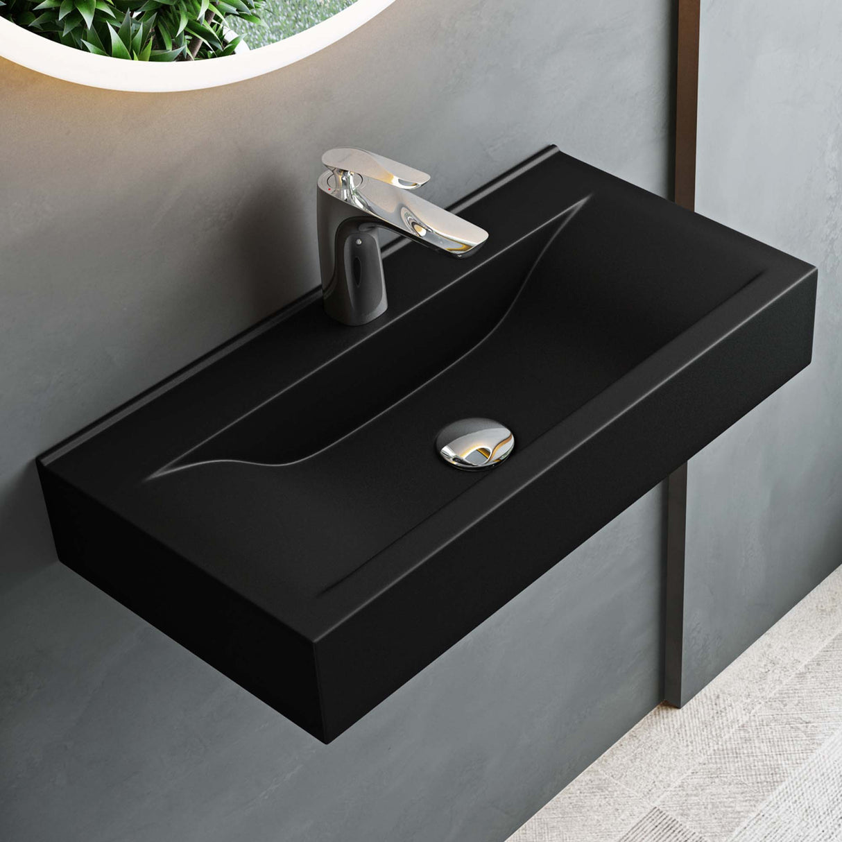 lavabo suspendido sobre encimera baño | rectangular | blanco brillante | 62x32x12cm | cerámica | 1 orificio para grifo Brüssel118G
