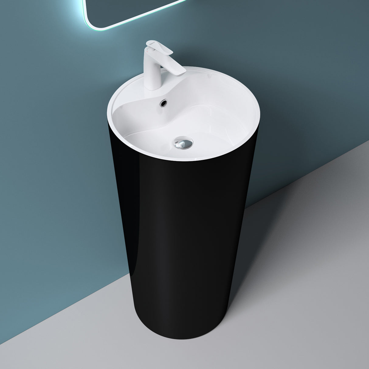 Lavabo sur pied Glasvilla Design en matériau minéral moulé, vasque, meuble-lavabo, espace lavabo Col35