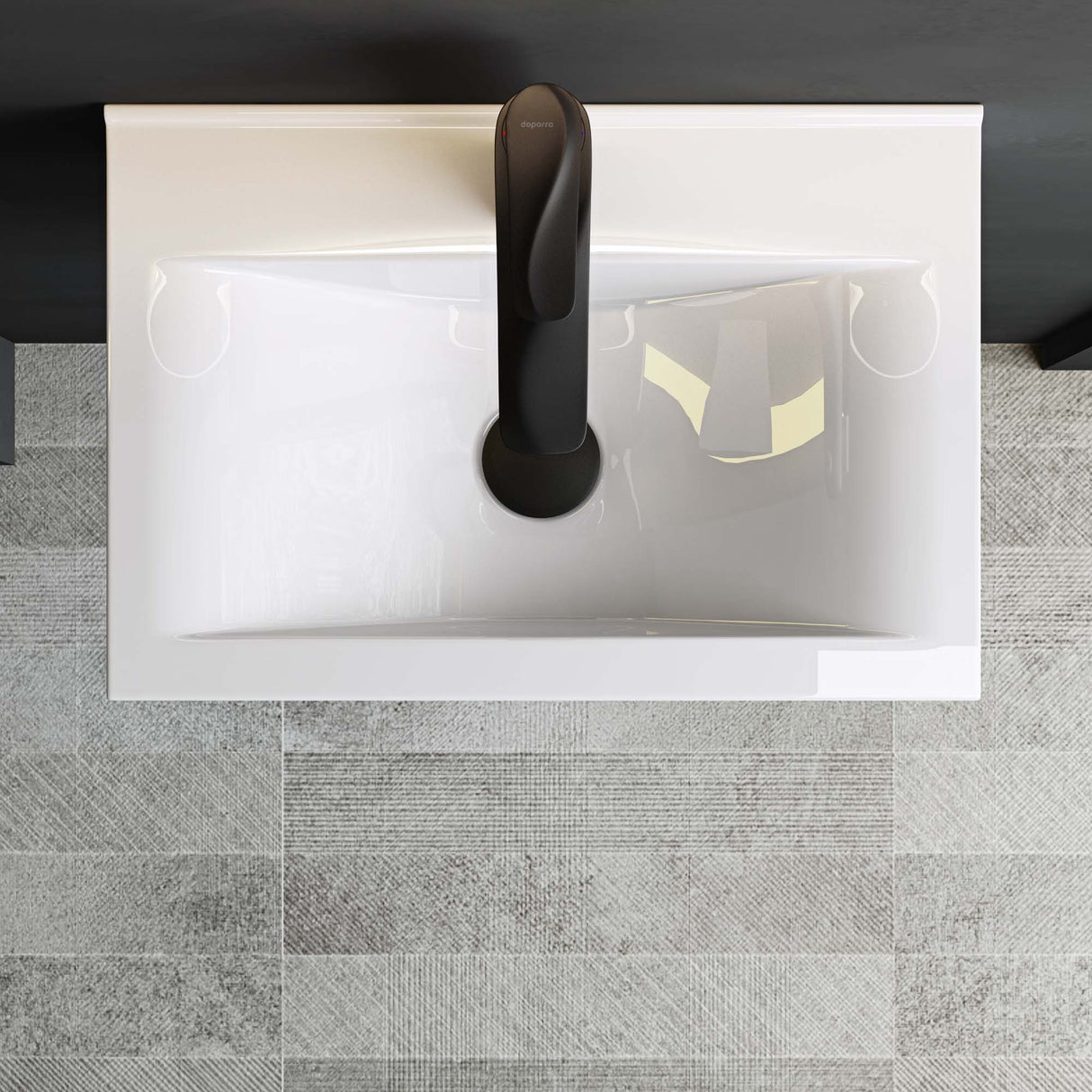 glasvilla lavabo sobre encimera, BTH: 45x30,5x10,5cm, en blanco, de cerámica, cuadrado, con recubrimiento nano/efecto loto Brüssel118c