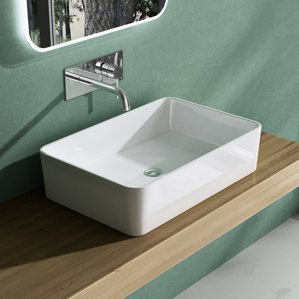 glasvilla Lavabo da Appoggio da Marmo Fuso Lavandino Bagno senza Foro per Rubinetto Col102