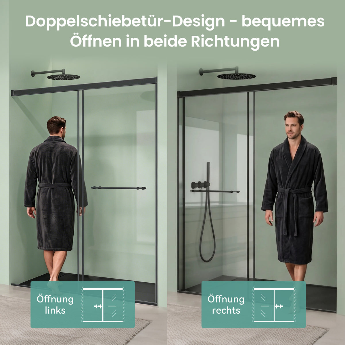 glasvilla Box Doccia Nicchia con Vetro Temperato Trasparente 8mm con Rivestimento Nano, Porta Scorrevole e Maniglia Inox, Porta Doccia con Soft-Close, Teramo67K