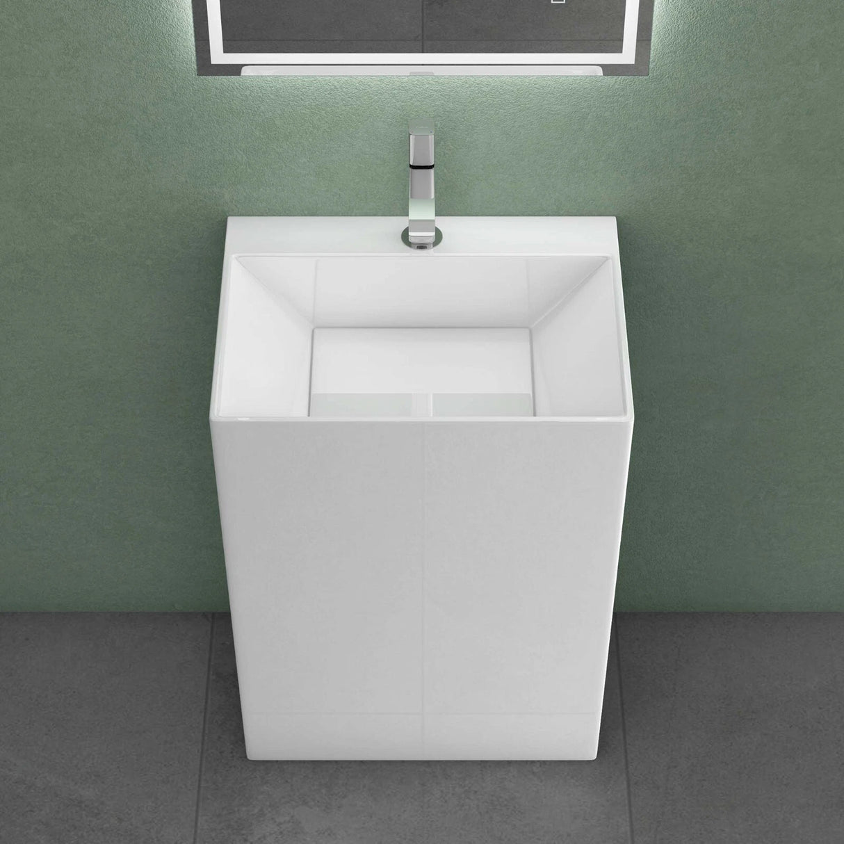 lavabo de diseño glasvilla freestanding Col40 blanco, de mineral, lavabo, BTH: 55x42x85cm