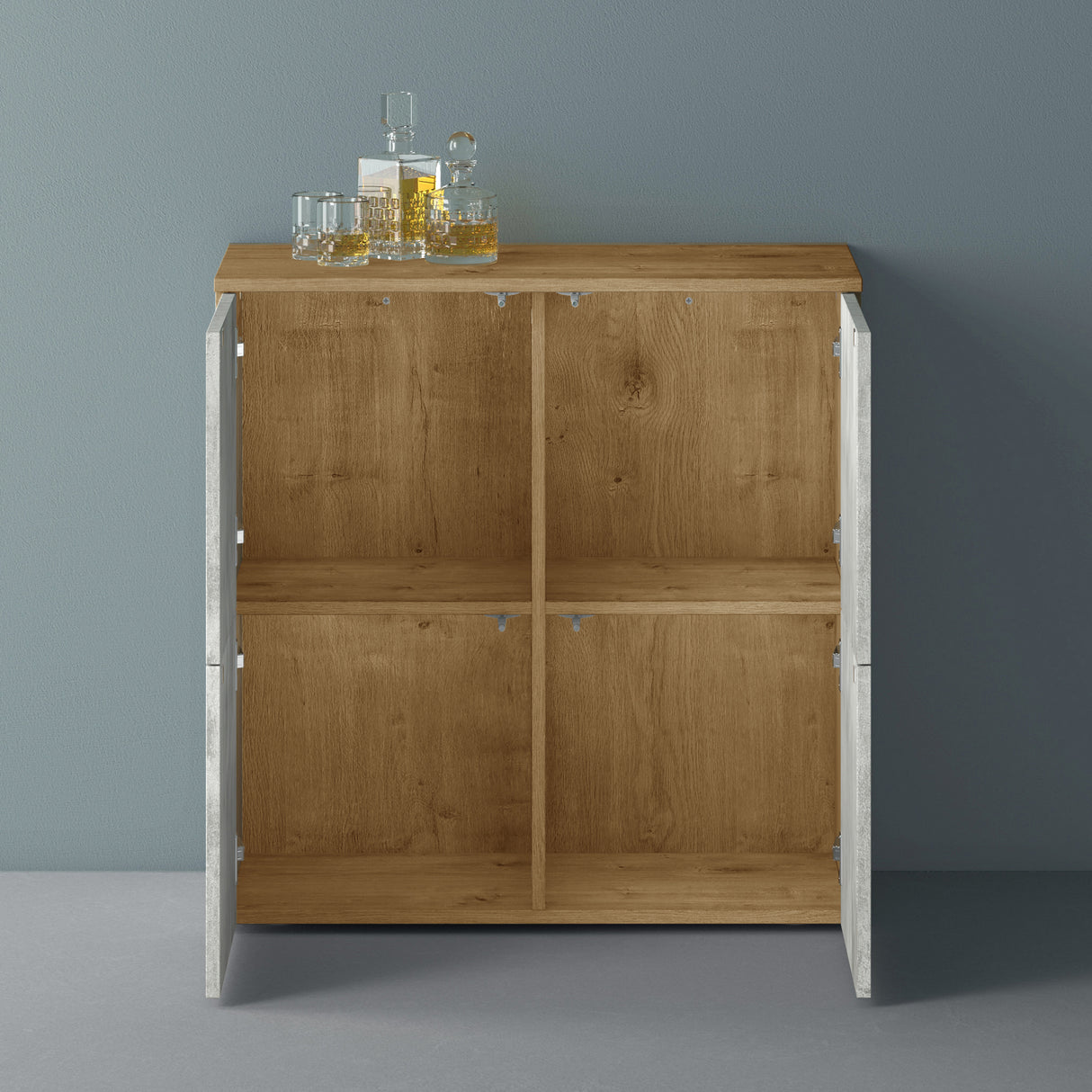 glasvilla Mobile Contenitore con 4 ante e 4 vani per Soggiorno, Sala da Pranzo, Camera da Letto Schrank04