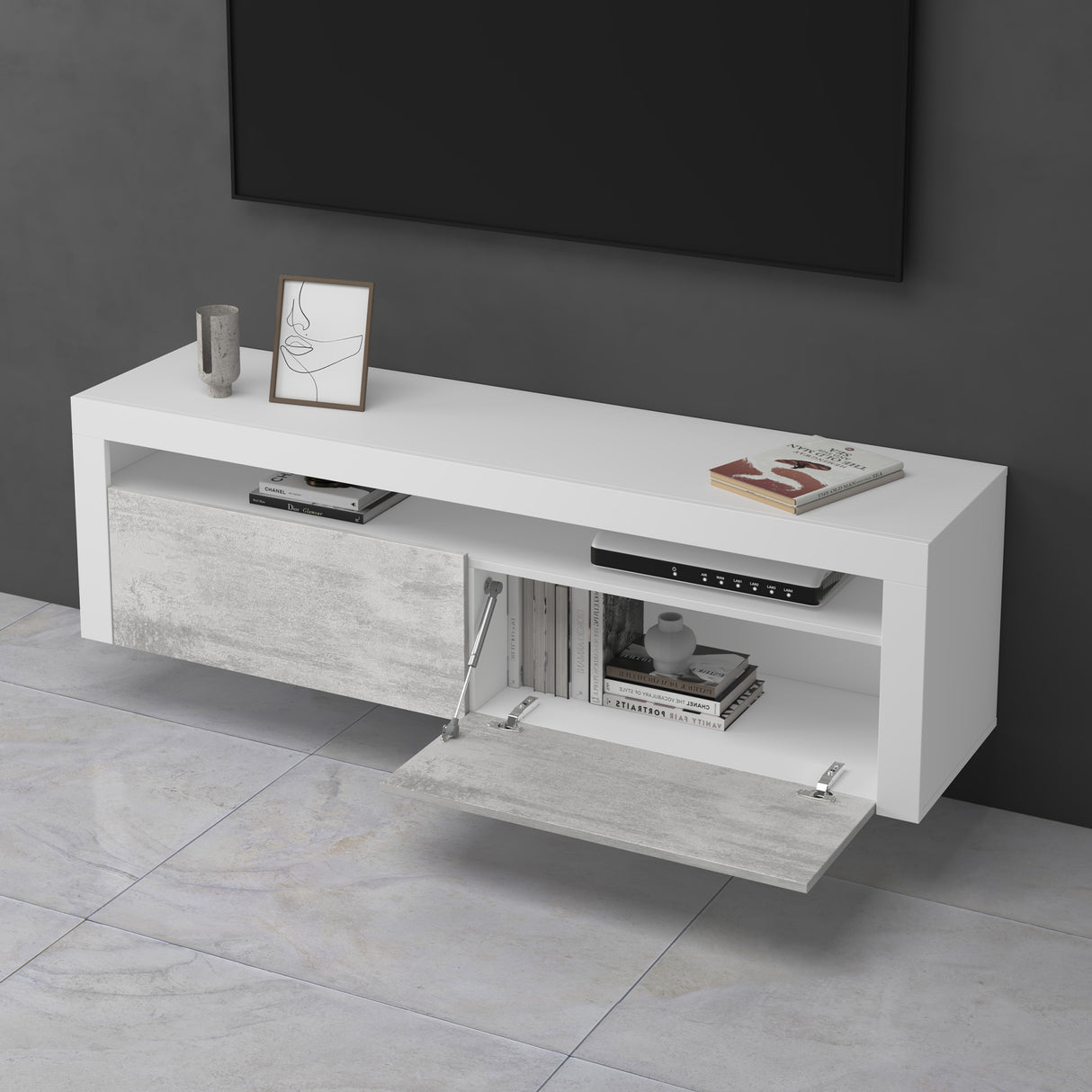 glasvilla Mobile TV per Televisore 160x40x46cm Armadietto per TV con 2 Ante Armadietto Basso Soft-close per Soggiorno, Sala da Pranzo, Camera da Letto Fernsehschrank01