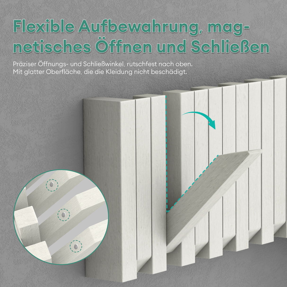 glasvilla Kleiderhaken Wandgarderobe Wandhaken aus Holz Garderobe mit 7 magnetischen Klapphaken Garderobenleiste Garderobenhaken Twigro-01