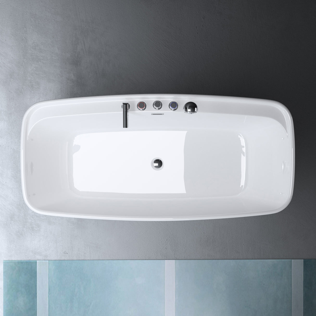 glasvilla Bañera Independiente Rectangular Acrílico Sanitario con Grifería Bañera de Pie