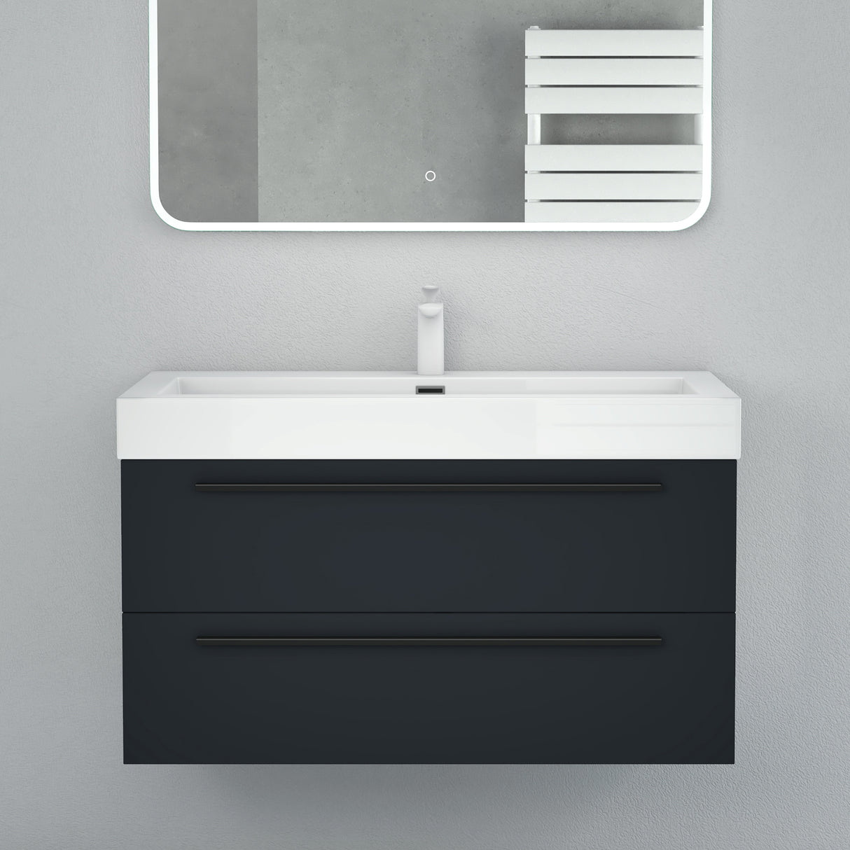 Ensemble de meubles de salle de bain Glasvilla comprenant un meuble-lavabo avec meuble bas et vasque en fonte minérale Quadratto