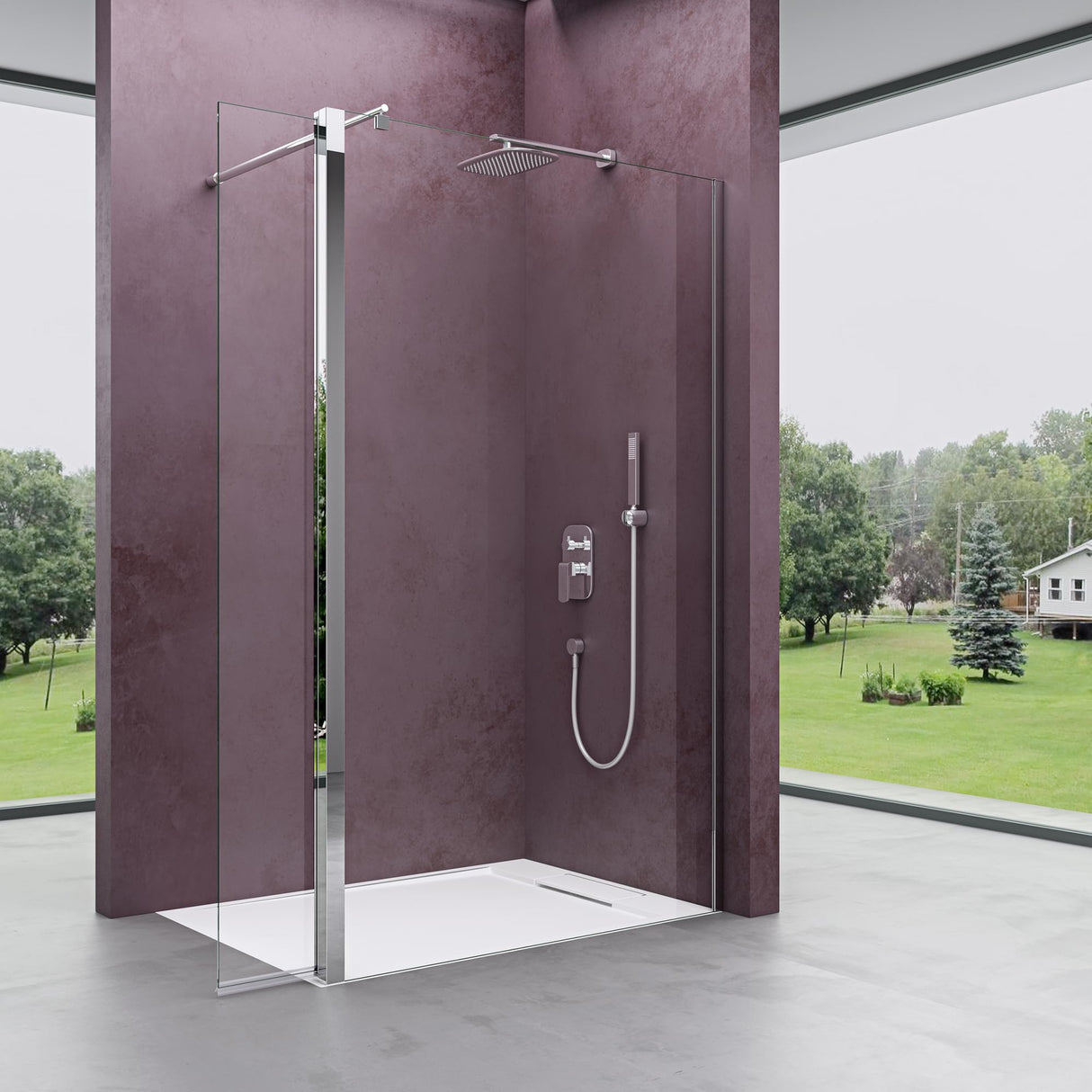 glasvilla Box Doccia Walk-In con Vetro Laterale 30cm, Parete Doccia in Vetro Trasparente da 10mm con Stabilizzatore Rotondo e Rettangolare, Vetro di Sicurezza ESG con Rivestimento Nano Bremen02K-Plus