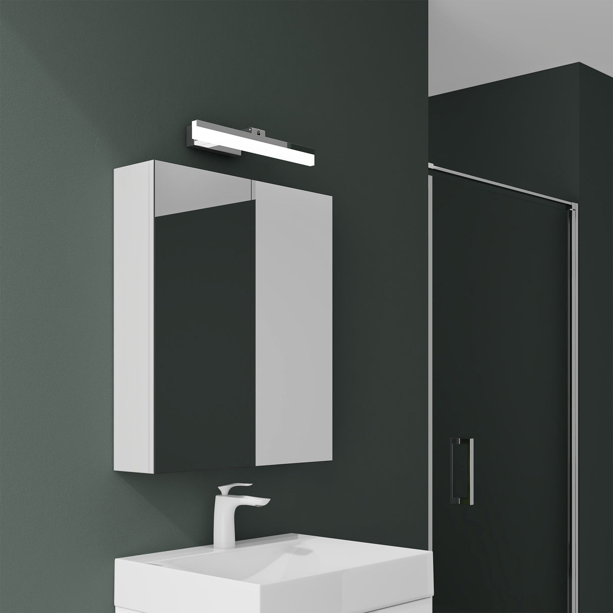 glasvilla Espejo armario de baño con iluminación armario de baño con lámpara de espejo lámpara de espejo 180° giratoria LED lámpara de baño Luxaris