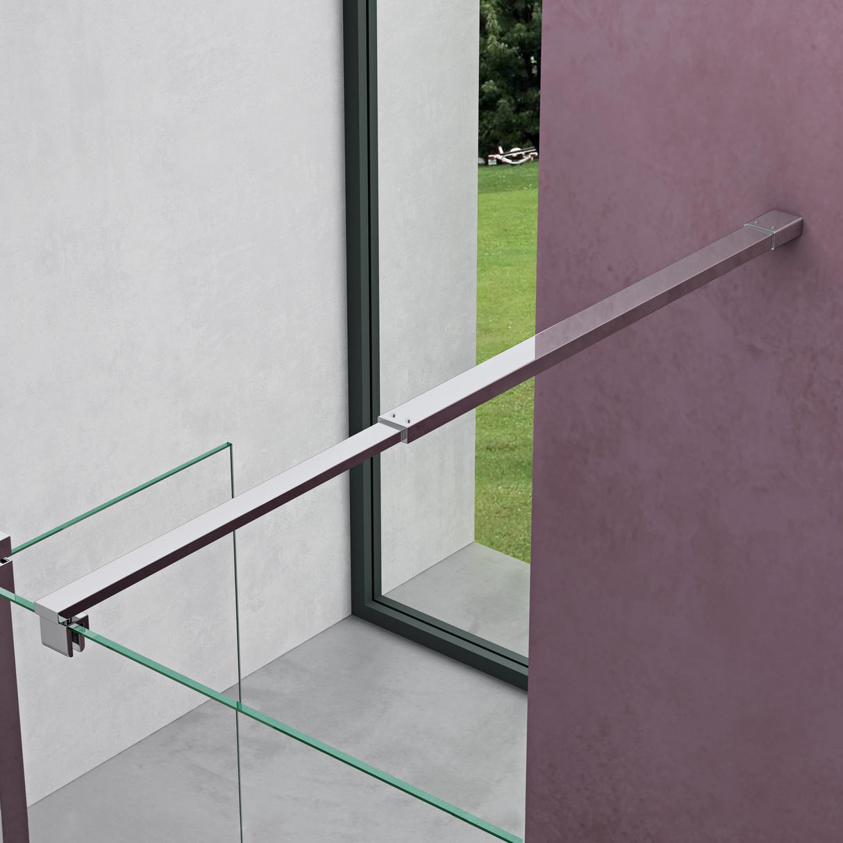 glasvilla Box Doccia Walk-In con Vetro Laterale 30cm, Parete Doccia in Vetro Trasparente da 10mm con Stabilizzatore Rotondo e Rettangolare, Vetro di Sicurezza ESG con Rivestimento Nano Bremen02K-Plus