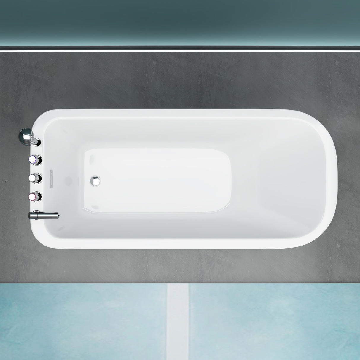 glasvilla Bañera Independiente Rectangular Acrílico Sanitario con Grifería Bañera de Pie