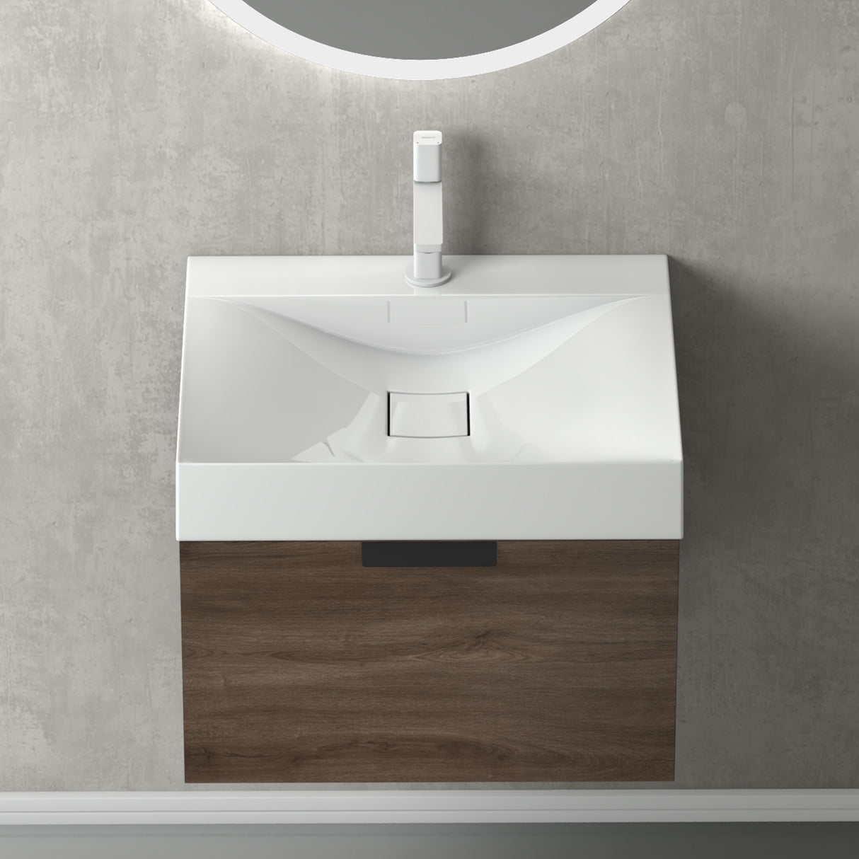 glasvilla Mobile Bagno Sospeso, Mobile da Bagno con Cassetto a Chiusura Soft-Close Include Lavabo, Lonato