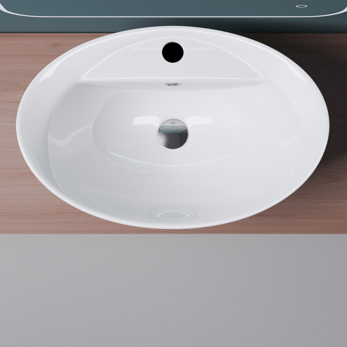 glasvilla Lavabo de encimera, blanco Bruselas302 de cerámica, con recubrimiento Nano