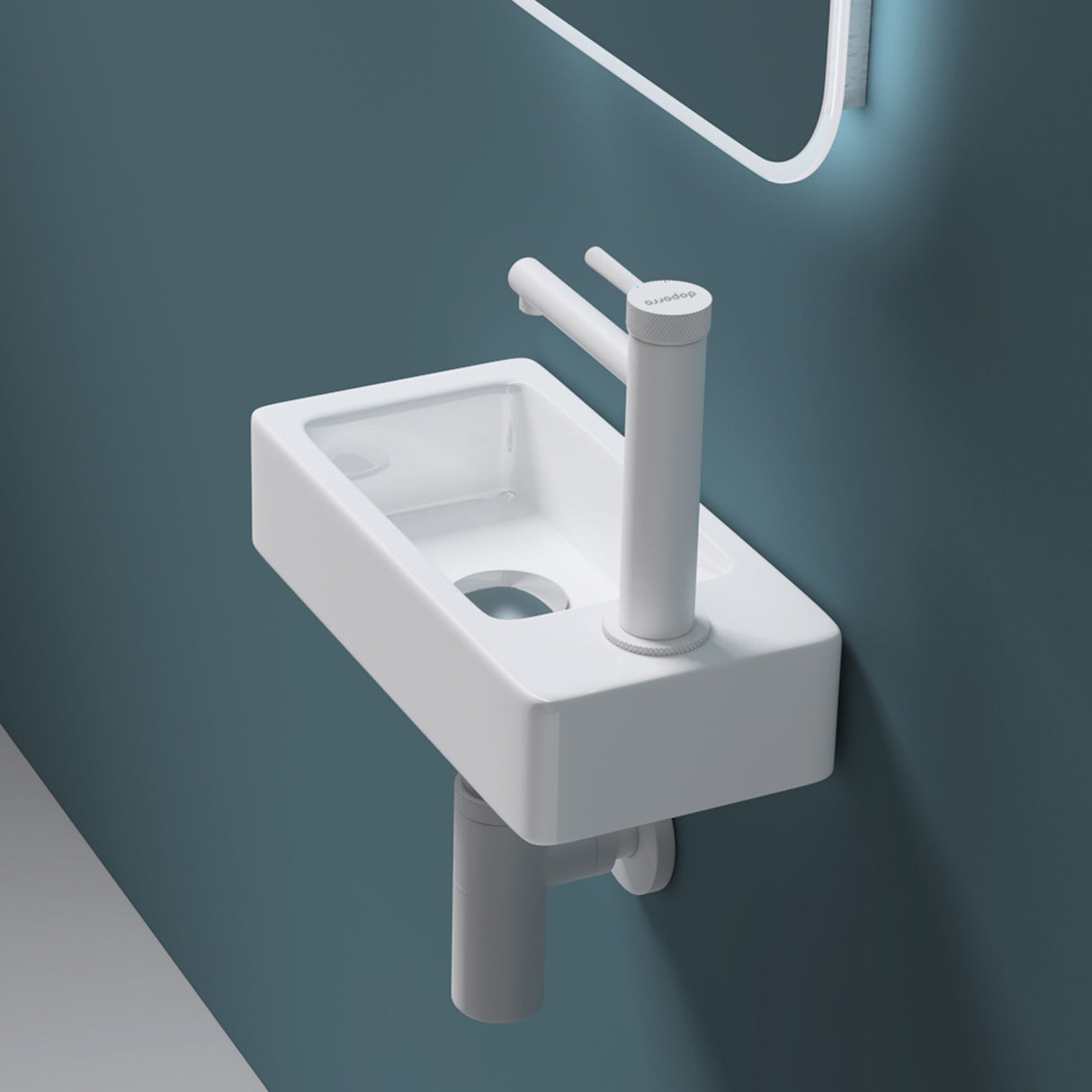 Lavabo Glasvilla pour WC invités, lavabo suspendu en céramique blanche avec nano-revêtement, Bruxelles 3053