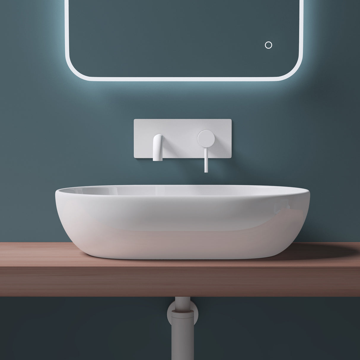 glasvilla lavabo de encimera cerámica en blanco con recubrimiento nano Bruselas322