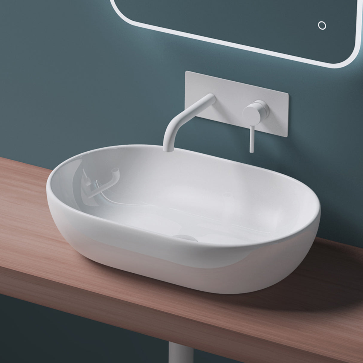 glasvilla lavabo de encimera cerámica en blanco con recubrimiento nano Bruselas322