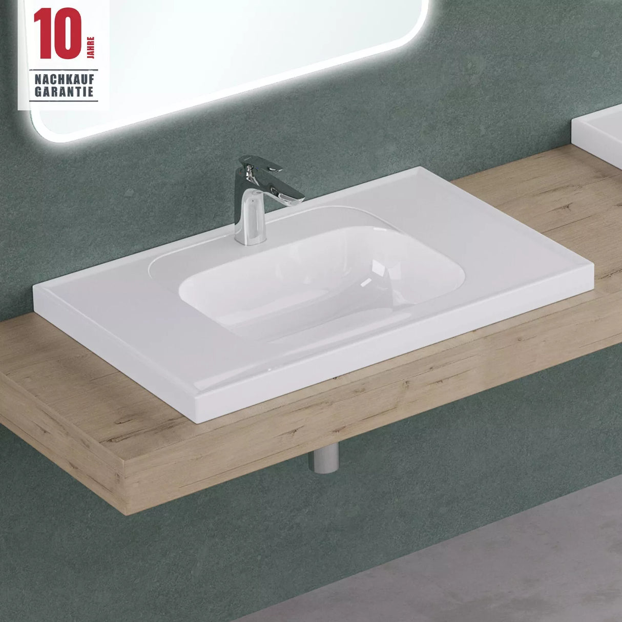 glasvilla Lavabo Brillante Blanco Lavabo de Empotrar Lavabo Mineral Rectangular Área de Lavado Col3601