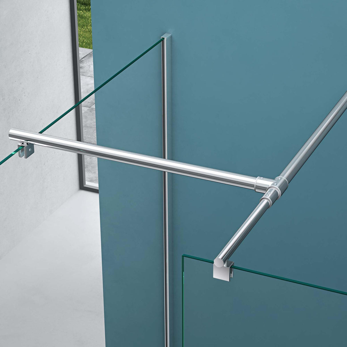 Paroi de douche Glasvilla, cabine de douche avec 2 panneaux latéraux fixes, verre trempé de sécurité 8 mm, douche à l'italienne, verre clair, nano-revêtement, Bremen01K/MS-T