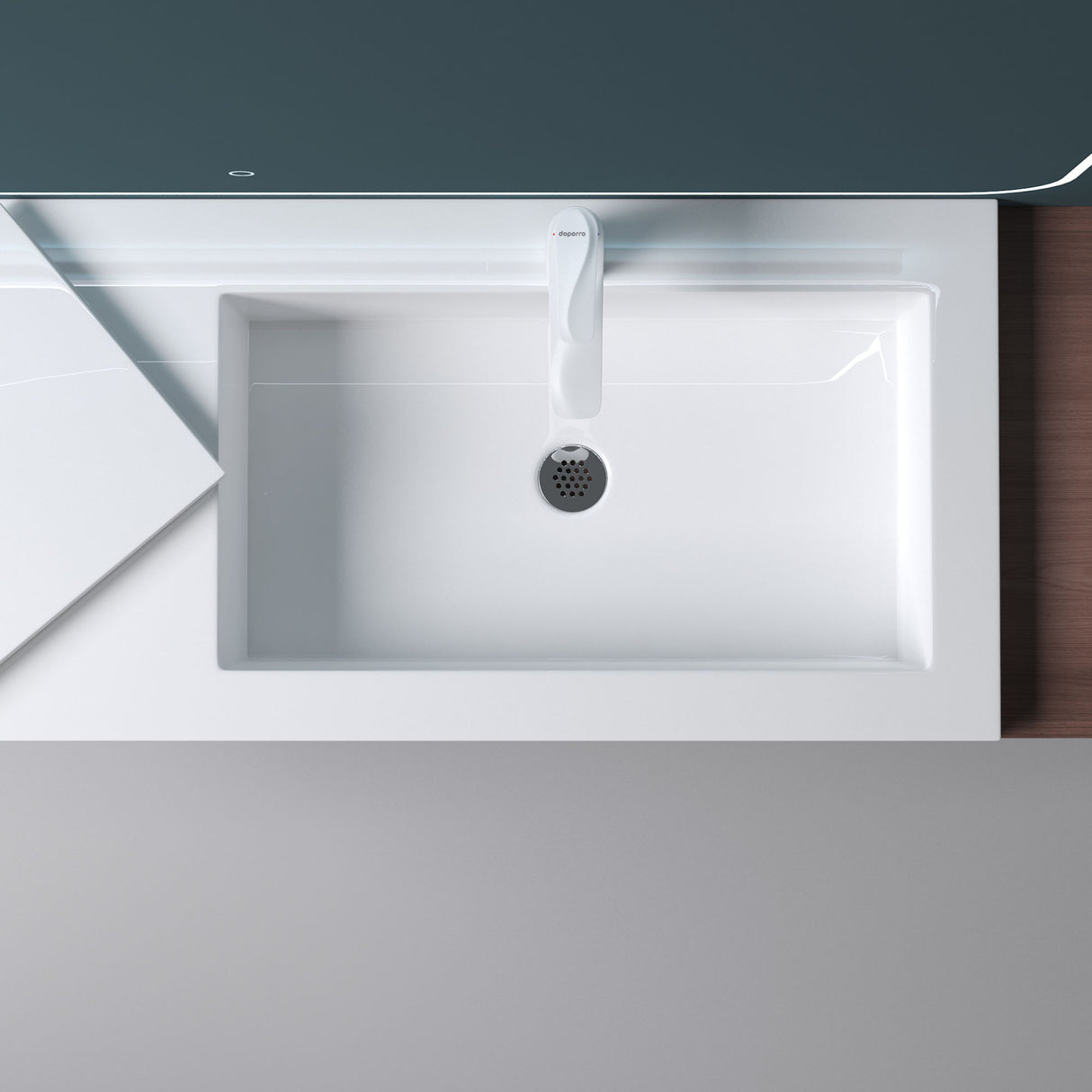 glasvilla lavabo de encastre lavabo a la derecha BTH: 120x46x13,5cm diseño de mueble de lavabo en mineral colado en blanco Colossum820