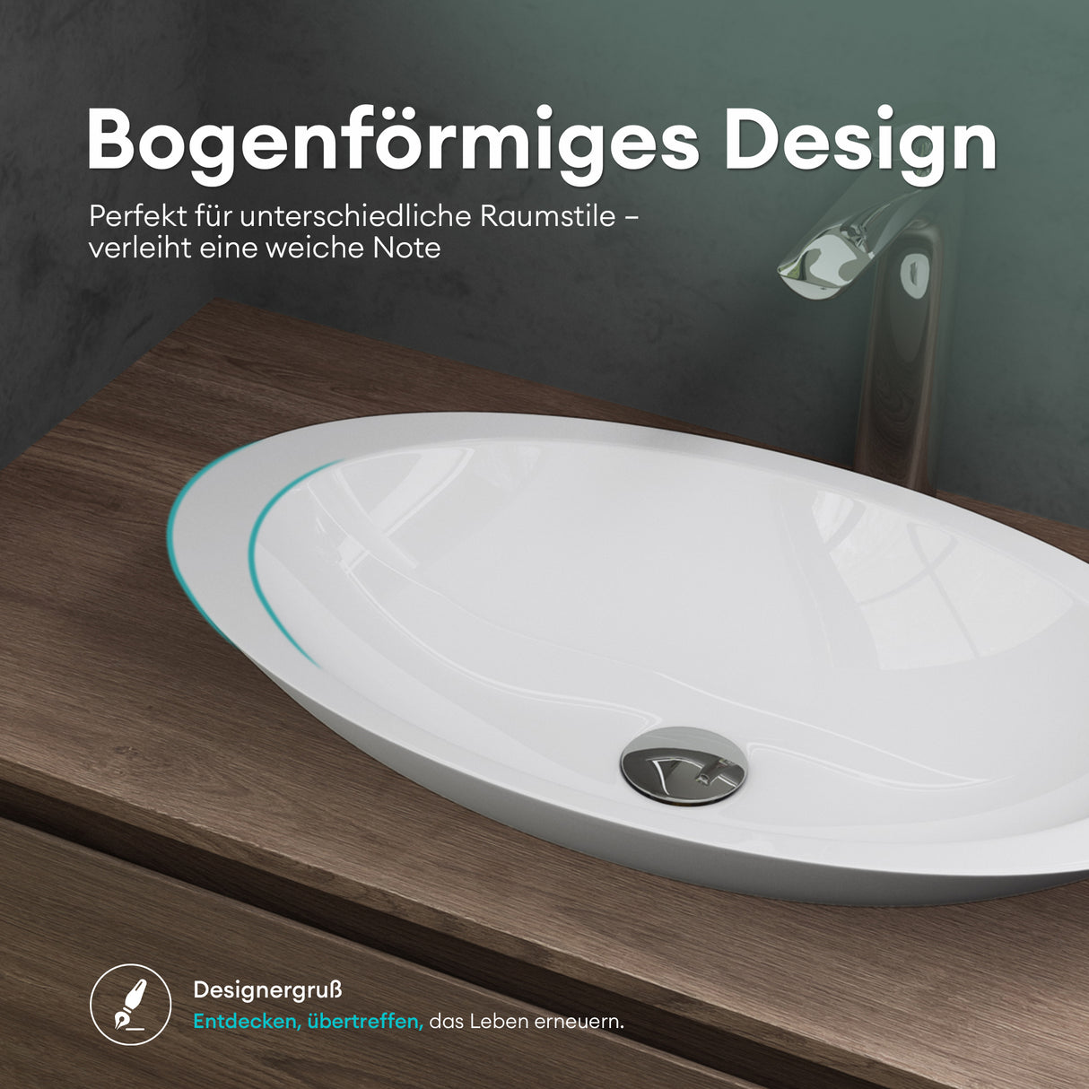 Glasvilla Lavabo sobre encimera de mineral fundido Col802, Diseño moderno, superficie suave y resistente