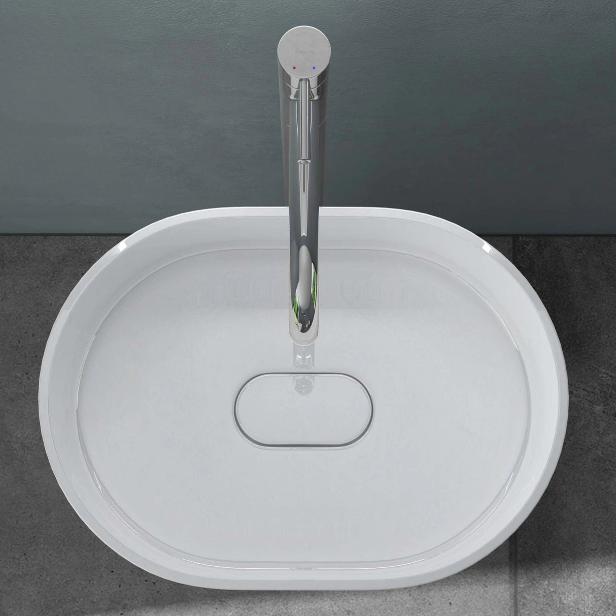 Vasque sur pied Glasvilla Design Col45 blanche, en résine minérale moulée, meuble sous-vasque, L x P x H : 52 x 38 x 85 cm