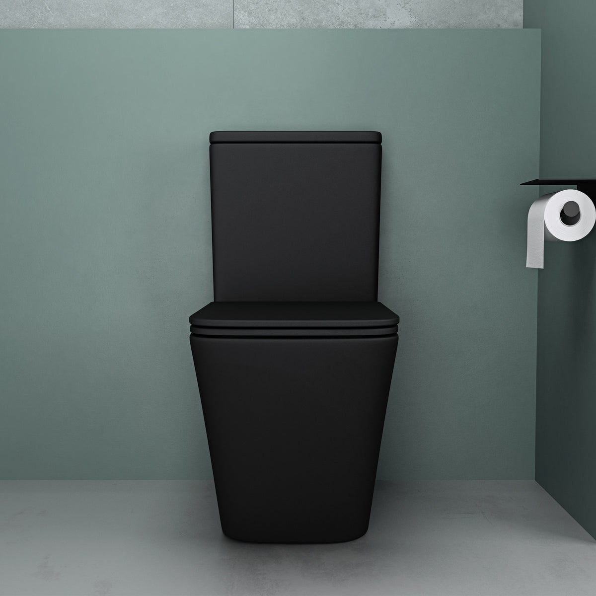 glasvilla Stand WC mit Spülkasten spülrandloses-WC bodenstehende-Toilette aus Keramik, weiß/matt schwarz 36x63x82cm, mit Absenkautomatik inkl. Spülkasten, Stand112T