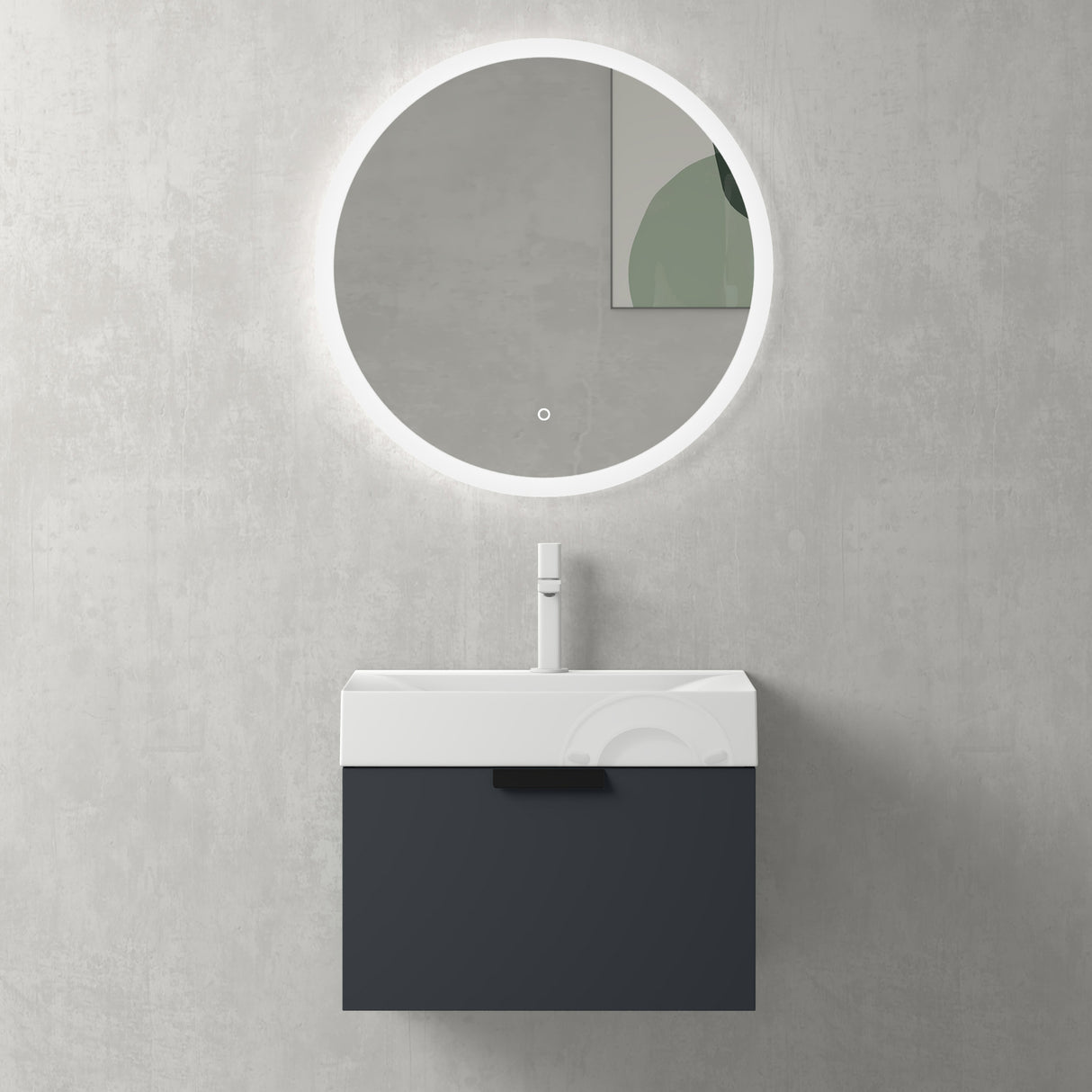 glasvilla Mobile Bagno Sospeso, Mobile da Bagno con Cassetto a Chiusura Soft-Close Include Lavabo, Lonato