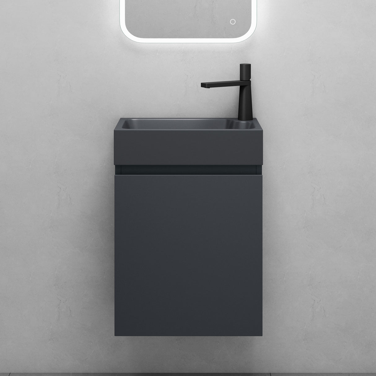 conjunto de muebles de baño glasvilla compuesto por lavabo en antracita mate y mueble bajo lavabo BTH: 46x26x63cm Pisa02