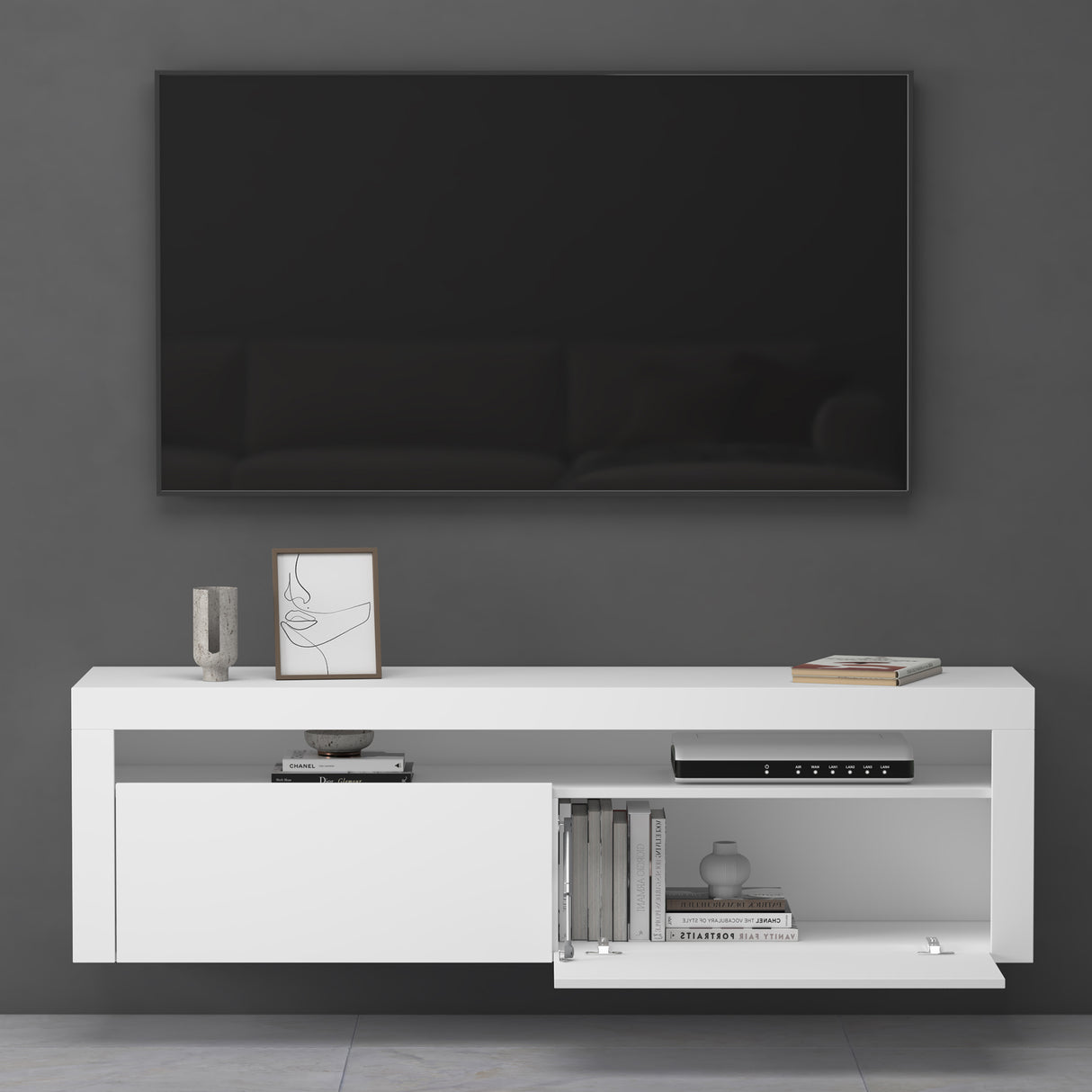 glasvilla Mobile TV per Televisore 160x40x46cm Armadietto per TV con 2 Ante Armadietto Basso Soft-close per Soggiorno, Sala da Pranzo, Camera da Letto Fernsehschrank01