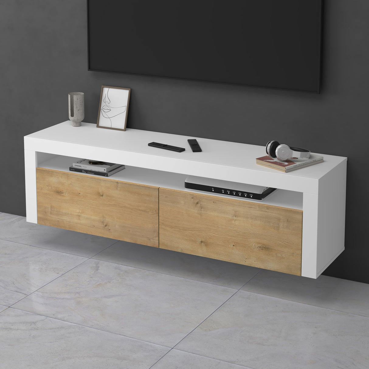 glasvilla Mobile TV per Televisore 160x40x46cm Armadietto per TV con 2 Ante Armadietto Basso Soft-close per Soggiorno, Sala da Pranzo, Camera da Letto Fernsehschrank01