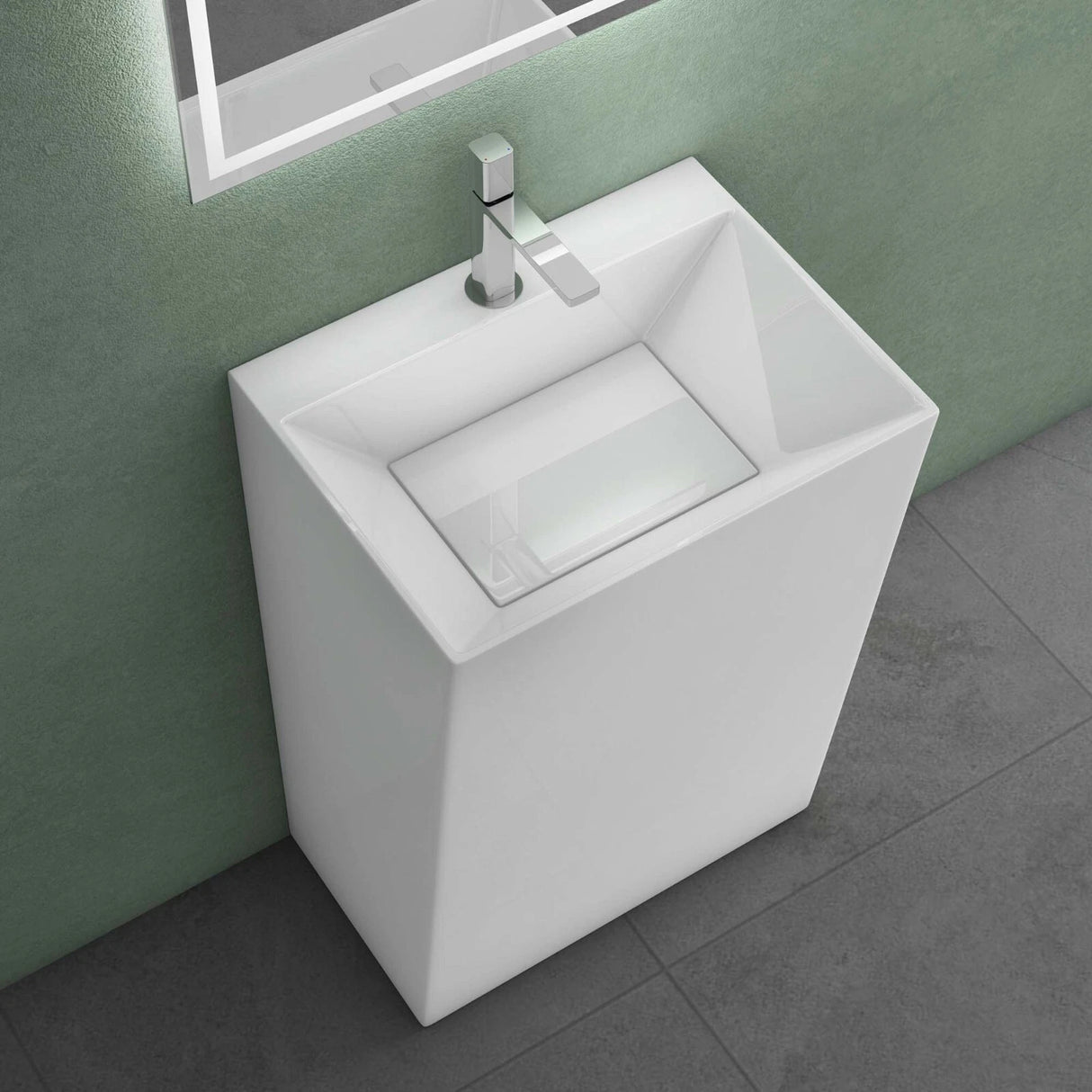 lavabo de diseño glasvilla freestanding Col40 blanco, de mineral, lavabo, BTH: 55x42x85cm