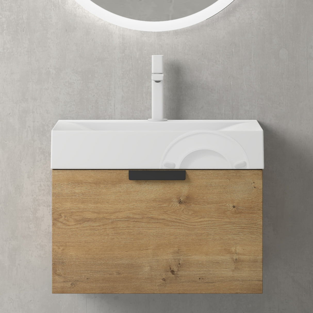 glasvilla Mobile Bagno Sospeso, Mobile da Bagno con Cassetto a Chiusura Soft-Close Include Lavabo, Lonato