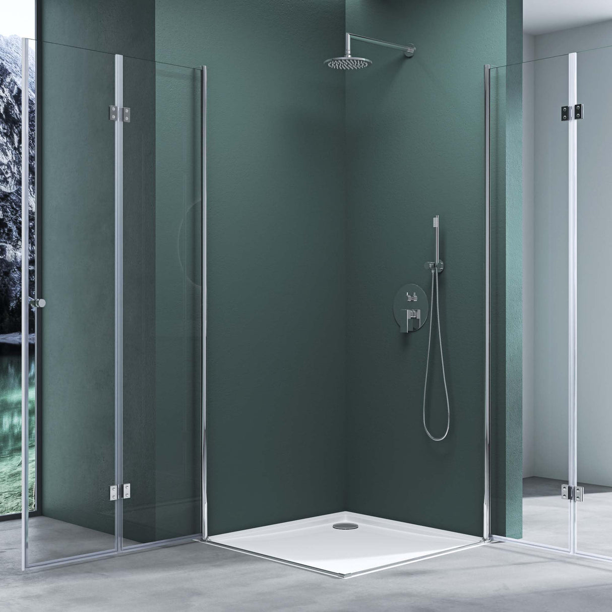 glasvilla Duschkabine Puerta Plegable 180° Cristal Claro ESG Plegable & Plegable Puerta de Ducha Efecto Loto NANO Entrada de Esquina R26