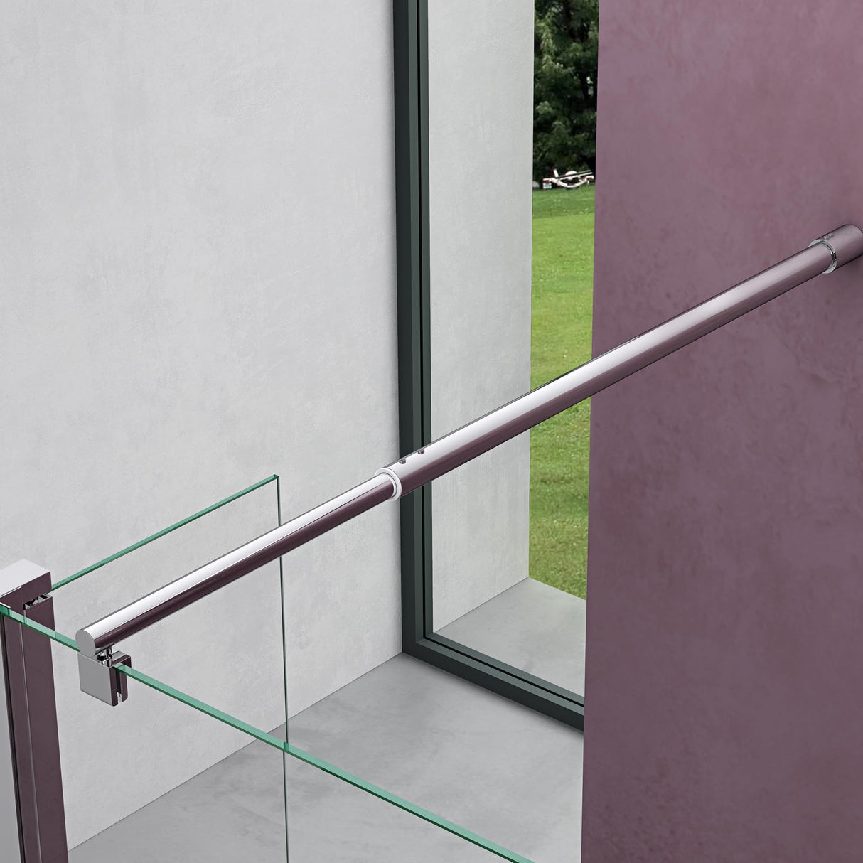 glasvilla Box Doccia Walk-In con Vetro Laterale 30cm, Parete Doccia in Vetro Trasparente da 10mm con Stabilizzatore Rotondo e Rettangolare, Vetro di Sicurezza ESG con Rivestimento Nano Bremen02K-Plus