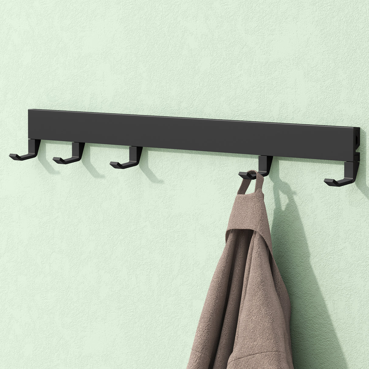 glasvilla Garderobenleiste mit verstellbaren Haken, Kleiderhaken aus Aluminium, Wandgarderobe Garderobenhaken Stalo-10