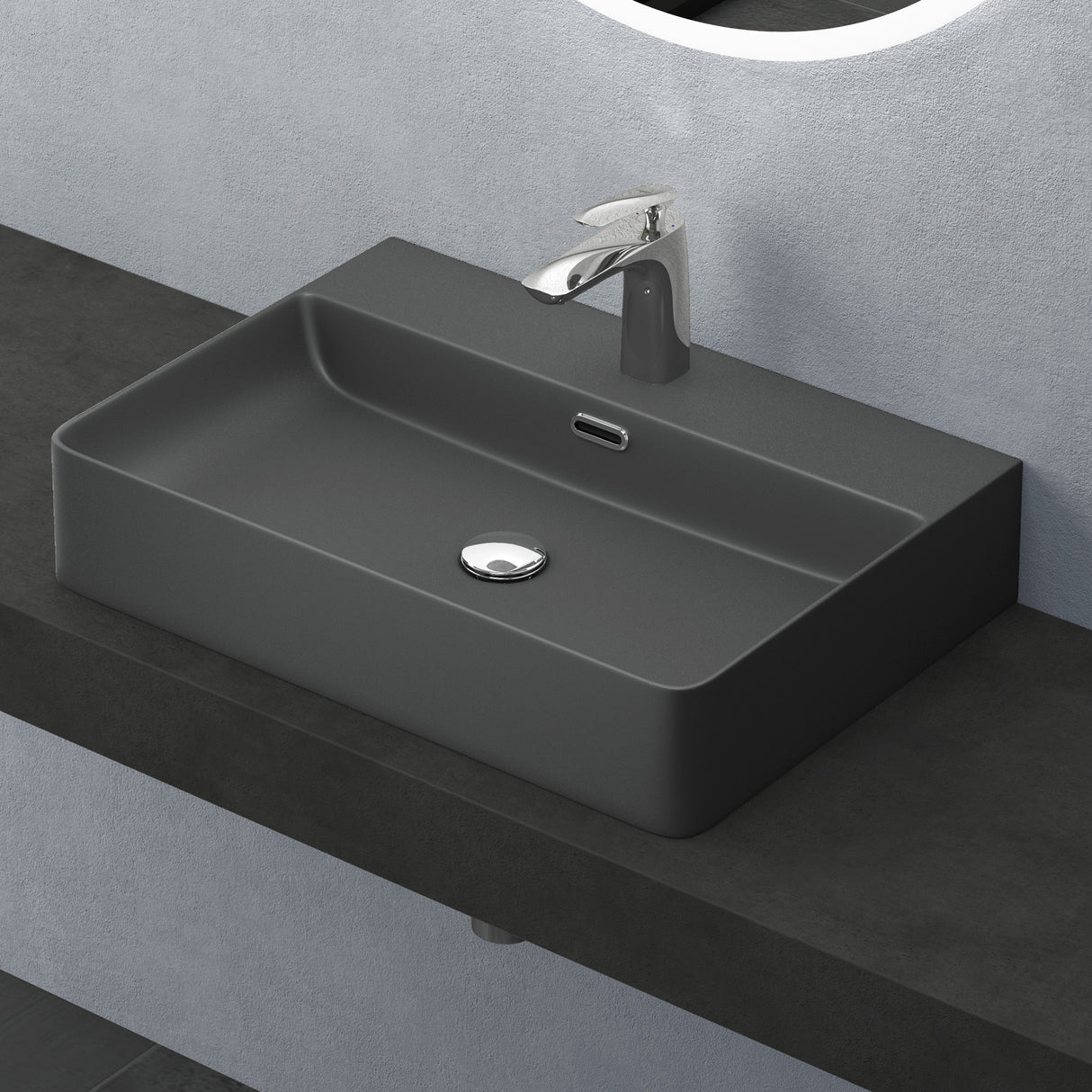 glasvilla Lavabo da Appoggio in Ceramica Lavabo Bagno Sospeso Lavandino Bagno con Nano Rivestimenti Meissen201