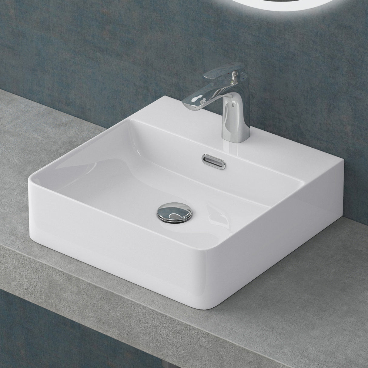 glasvilla Lavabo da Appoggio in Ceramica Lavabo Bagno Sospeso Lavandino Bagno con Nano Rivestimenti Meissen201