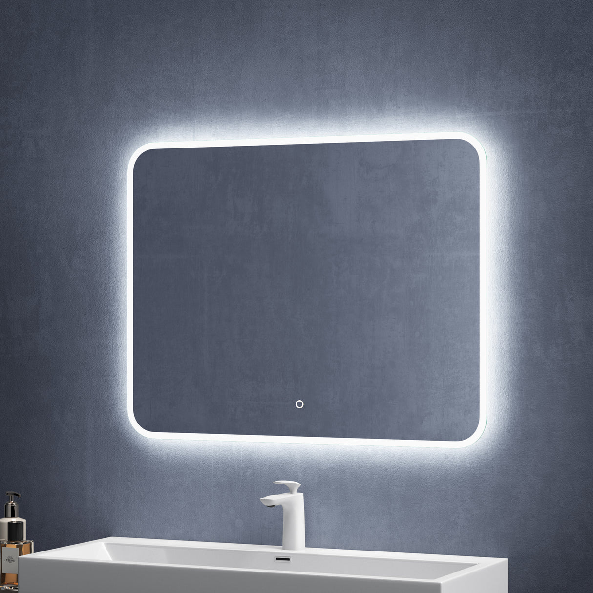 glasvilla Espejo de pared Espejo de baño LED Espejo de baño con interruptor táctil, libre de vaho gracias a la capa antifog