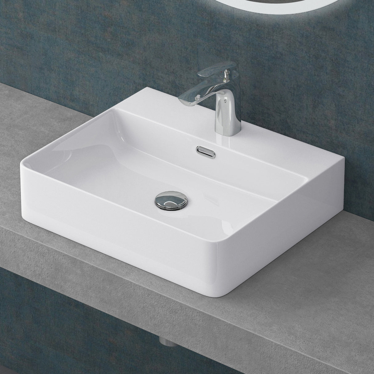 glasvilla Lavabo da Appoggio in Ceramica Lavabo Bagno Sospeso Lavandino Bagno con Nano Rivestimenti Meissen201