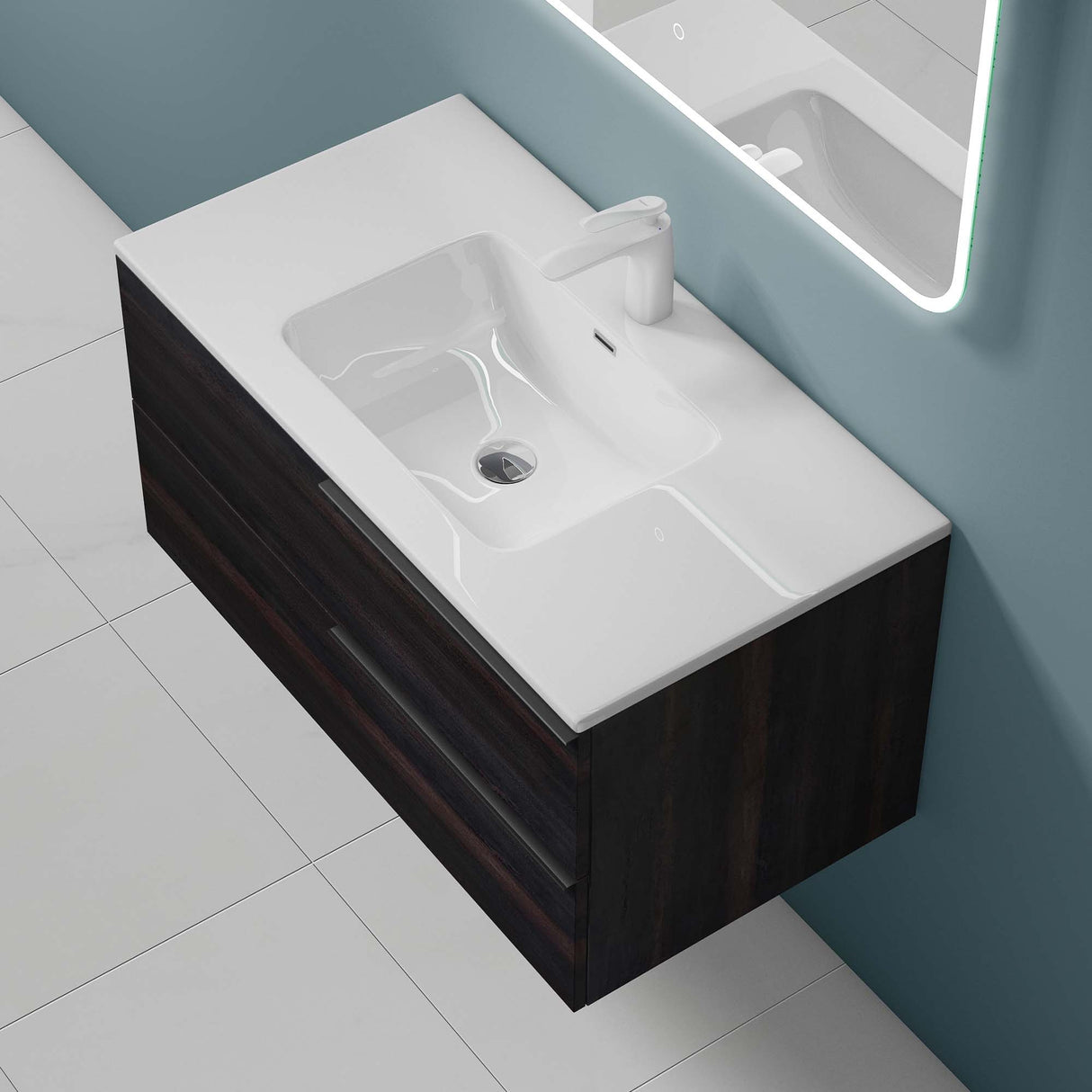 glasvilla Badmöbelset Unterschrank con lavabo mueble de baño 2 cajones lavabo mueble de baño Paestum