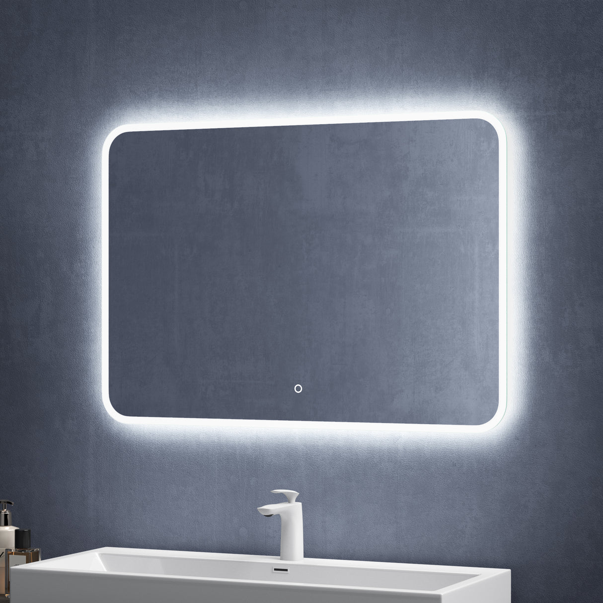 glasvilla Espejo de pared Espejo de baño LED Espejo de baño con interruptor táctil, libre de vaho gracias a la capa antifog