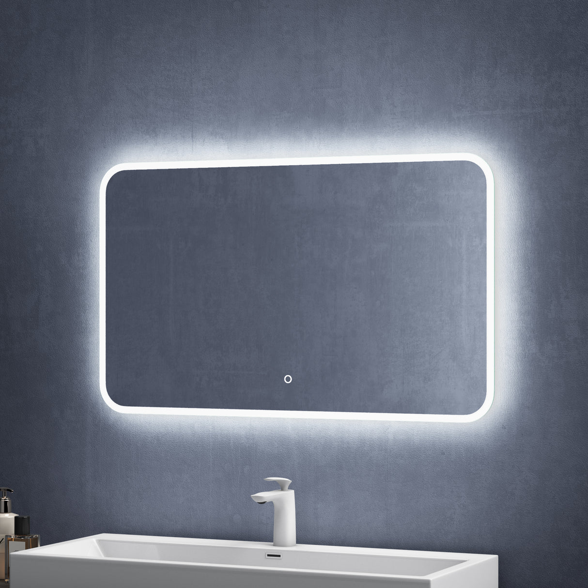 glasvilla Espejo de pared Espejo de baño LED Espejo de baño con interruptor táctil, libre de vaho gracias a la capa antifog