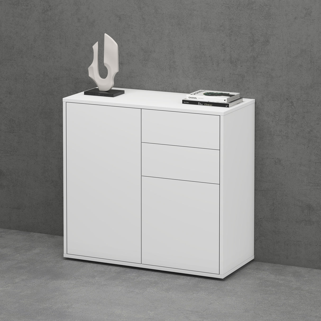 glasvilla Mobile Contenitore con 2 Ante e 2 Cassetti Mobiletto Bagno per Soggiorno, Sala da Pranzo, Camera da Letto Schrank05